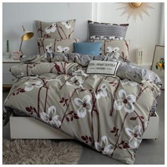 Комплект постельного белья СИТРЕЙД, AR194, Сатин, Евро, наволочки 50x70, 70x70, простыня на резинке 160х200 см