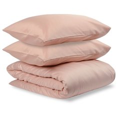 Комплект постельного белья полутораспальный из сатина цвета пыльной розы из коллекции Essential Tkano