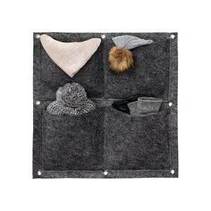 QWERTY Органайзер квадратный, из фетра, 4 кармана, 50*50 см, 2,5 л*4, серый /12 66539