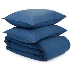 Комплект постельного белья темно-синего цвета из органического стираного хлопка из коллекции Essential 200х220 Tkano