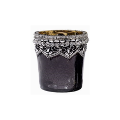 Подсвечник ДАР ВОЛХВОВ, чёрный, стекло, 7х7.5 см, разные модели, Kaemingk 190839