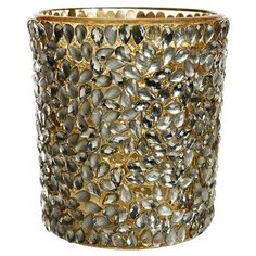 Подсвечник ПЕРЕЛИВЧАТЫЕ КАМУШКИ, стекло, золотистый, 6х6х6 см, Kaemingk 394895