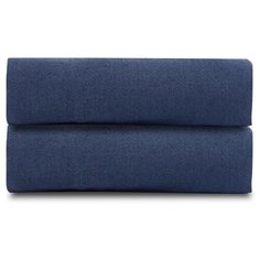 Простыня на резинке изо льна темно-синего цвета Essential, 160х200х31 см Tkano