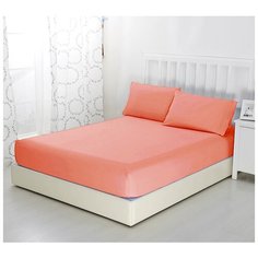Простыня на резинке Лососевый, 90х200х20, трикотаж Текс Дизайн