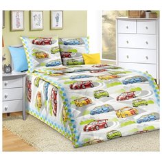 Постельное белье «Гонки 1», перкаль (Ясельное), Пакет ПВХ Текс Дизайн