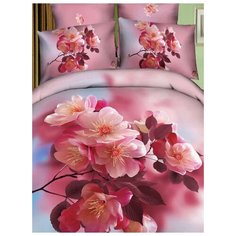 Постельное белье 1,5 спальное "Волшебные сны", сатин, 1.5сп-вишнявцвету