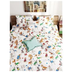 Пододеяльник Сказка "Dogs on white" 2-спальный на молнии 175х215 см