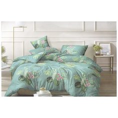 Комплект постельного белья Pastel 5548. 2 спальный с ЕВРО простыней. Слим сатин