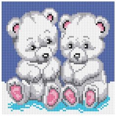Алмазная мозаика "Медвежата", 20x20 см Белоснежка