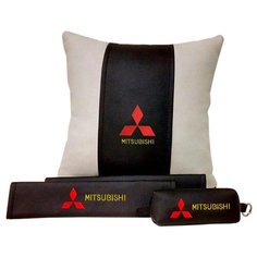 67608 Подарочный набор с логотипом MITSUBISHI, подушка в салон, накладки и ключница Auto Premium