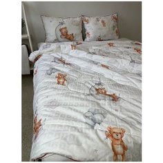 Одеяло стеганое с подушками, 2-х спальное, мишки. Farfalina