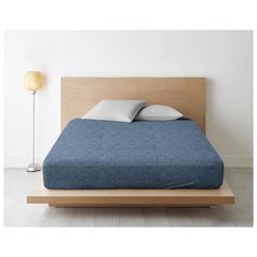 Простыня на резинке из поплина "Ночь Нежна"; Мрамор (синяя); размер 120 х 200