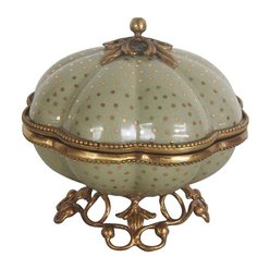 Шкатулка 16x16x15см под старину из фарфора с бронзой ГЛАСАР