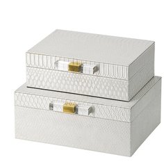 Шкатулки, набор 2 предмета 26x21x11 см, белый ГЛАСАР