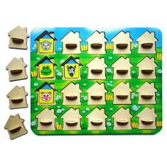 Развивающее пособие из дерева Мемо "Домики" Smile Decor