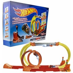 Автотрек Hot Wheels Мотофристайл (2 инерционных мотобайка, 2 турбоускорителя, 20 деталей трека, 2 аксессуара для трюков)