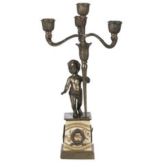 Подсвечник под старину, фарфор с бронзой 17x15x35см ГЛАСАР