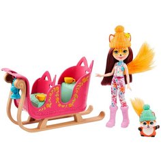 Игровой набор Enchantimals Рождественские сани, кукла, питомец (GJX31)