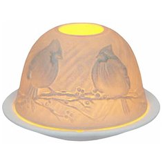 Подсвечник для чайной свечи КАРДИНАЛЫ НА ВЕТОЧКЕ, фарфор, 8 см, SHISHI 27692