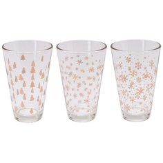 Набор стаканов НОВОГОДНИЕ КОНФЕТТИ, стекло, 300 мл (3 шт.), Koopman International CC6200280