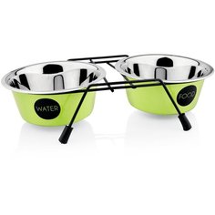 Набор Lilli Pet DOUBLE DINNER: миски для животных+подставка, 2Х950мл, зеленая