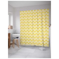 Штора (занавеска) для ванной "Безграничная волна" из сатена, 180х200 см с крючками, JoyArty