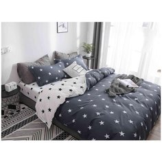 Комплект постельного белья Mency House Stars Евро, Поплин, наволочки 50x70, 70х70
