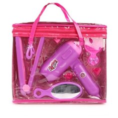 Набор стилиста Наша Игрушка Модница в сумочке, 8 предметов, фен э/ф (A466)