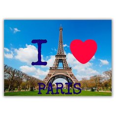 Магнит на холодильник малый - A5, I love Paris, Эйфелева башня Drabs
