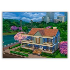 Магнит на холодильник большой - A4, sims, дом с крышей вид сбоку Drabs