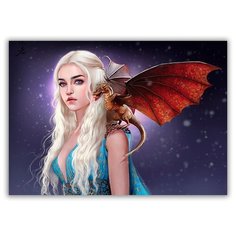 Магнит на холодильник большой - A4, Игра Престолов Дейнерис Drabs