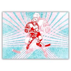 Магнит на холодильник большой - A4, Хоккей Drabs