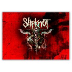 Магнит на холодильник большой - A4, Slipknot красный Drabs