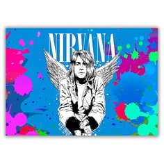 Магнит на холодильник большой - A4, Saint Kurt Cobain брызги Drabs
