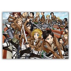 Магнит на холодильник большой - A4, атака титанов, герои с мечами Drabs