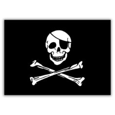 Магнит на холодильник большой - A4, пиратский флаг, череп и кости Drabs