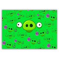 Магнит на холодильник малый - A5, Angry Birds зеленая Drabs