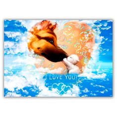 Магнит на холодильник большой - A4, Собака и котенок Drabs