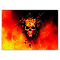 Магнит на холодильник большой - A4, Адский череп Drabs