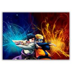 Магнит на холодильник большой - A4, Саске и Наруто Drabs