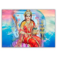 Магнит на холодильник большой - A4, Индийская богиня Лакшми Drabs