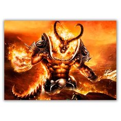 Магнит на холодильник большой - A4, WORLD WARCRAFT огненный Drabs