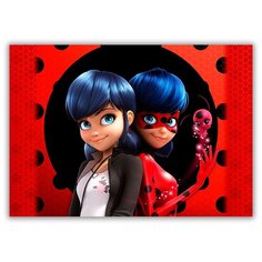 Магнит на холодильник малый - A5, Две девочки на красном Drabs