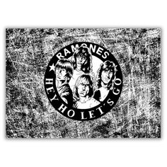 Магнит на холодильник большой - A4, Ramones черно-белая Drabs