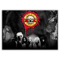 Магнит на холодильник большой - A4, Guns n Roses эмблема Drabs