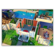 Магнит на холодильник большой - A4, sims, дома вид сверху, бассейн Drabs