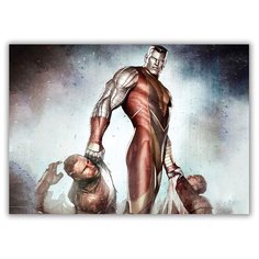 Магнит на холодильник большой - A4, Мужик держит двоих Drabs