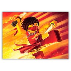 Магнит на холодильник большой - A4, Lego с огненными копьями Drabs