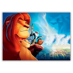 Магнит на холодильник большой - A4, король лев, обезьяна и кабан на скале Drabs