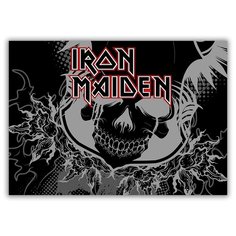Магнит на холодильник большой - A4, Iron Maiden череп Drabs